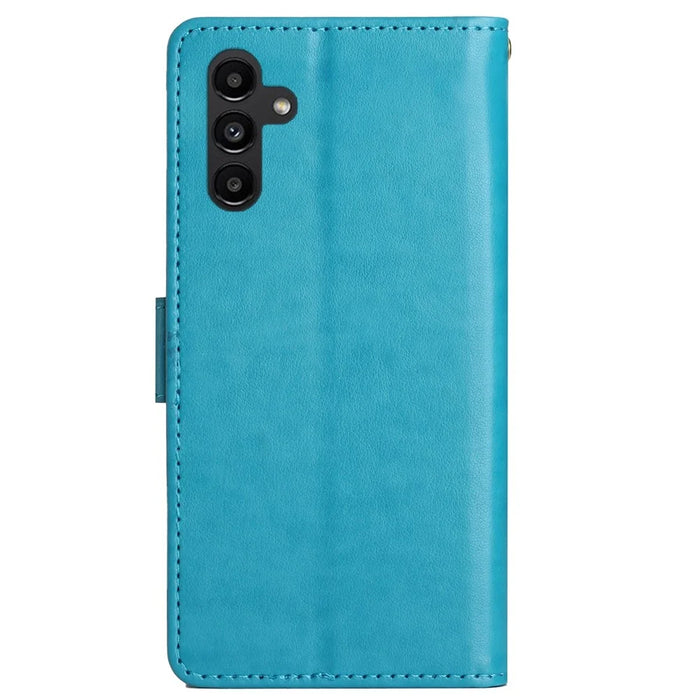 For Samsung Galaxy S24+ Case Butterfly Imprinted Stand Wallet Leather Cover - Blue - 7