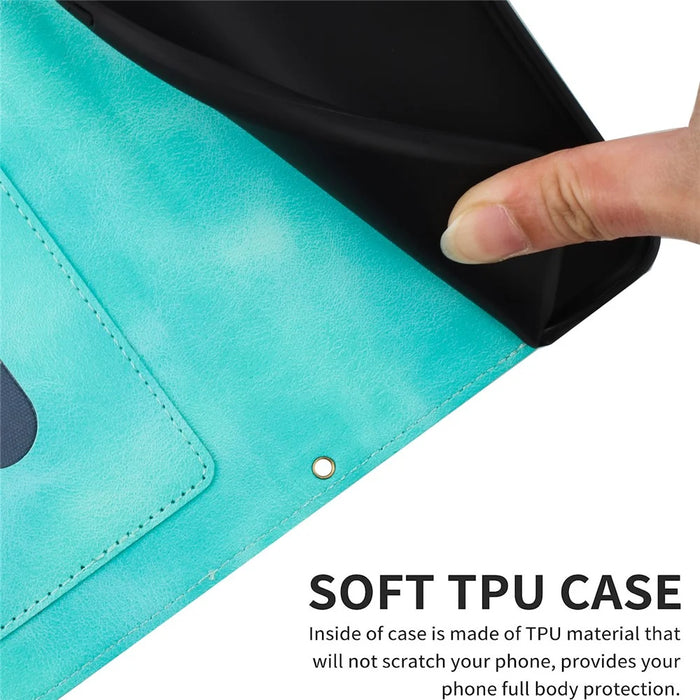 For Samsung Galaxy S24+ Case Flower Pattern Leather Cover with Card Holder - Green - 6