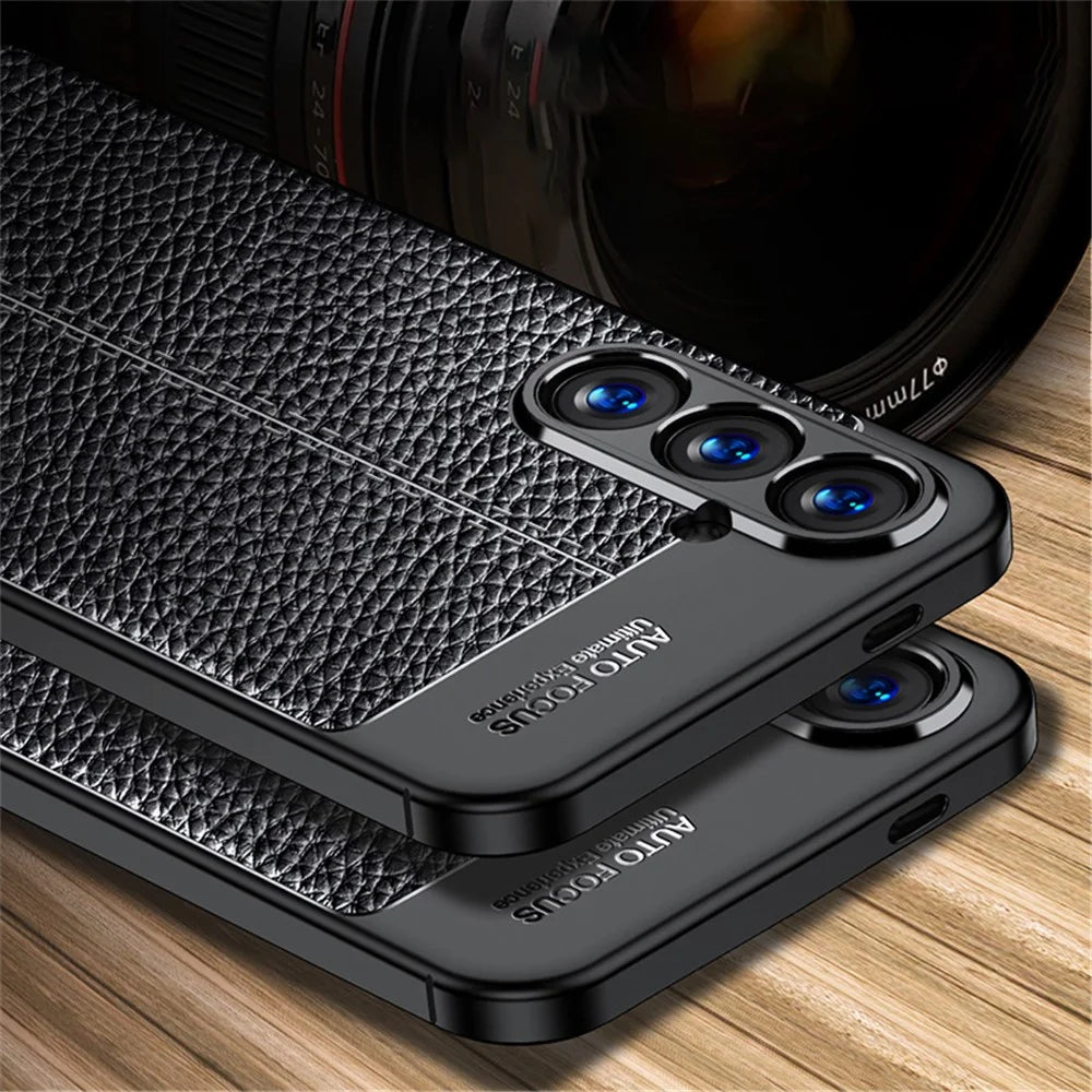 For Samsung Galaxy S24+ Case Litchi Texture Scratch-resistant Soft TPU Phone Cover - Black - 2