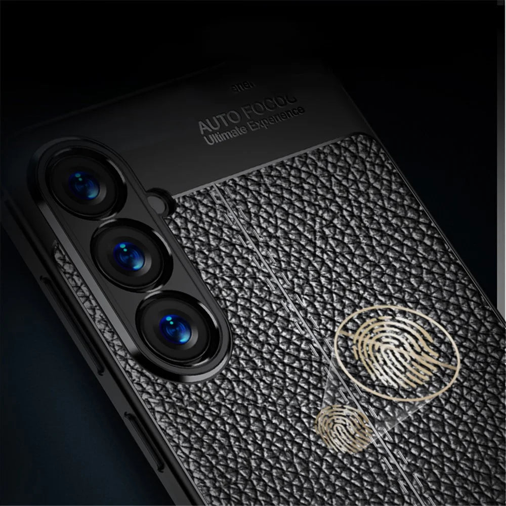 For Samsung Galaxy S24+ Case Litchi Texture Scratch-resistant Soft TPU Phone Cover - Black - 3