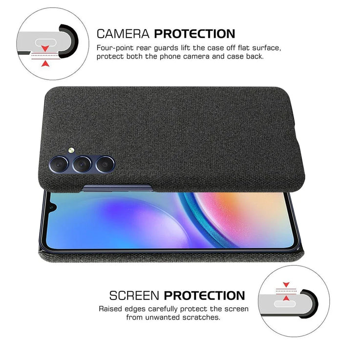 Shockproof Cover for Samsung Galaxy A05s 4G Case Cloth+PC Cell Phone Shell - Black - 5