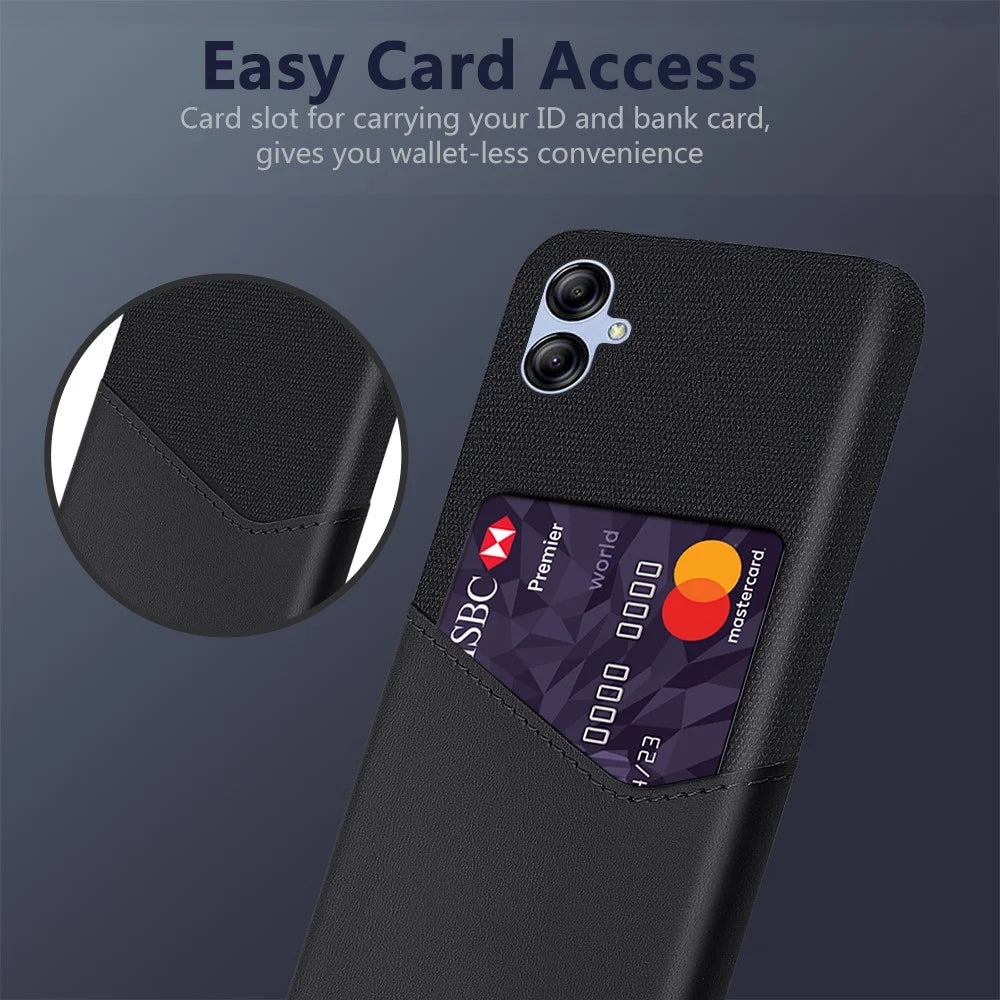 For Samsung Galaxy A05 4G Case Slim-Fit Cloth+PU+PC Phone Protector with Card Slot - Black - 2