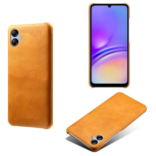 For Samsung Galaxy A05 4G Calf Texture PU Leather + PC Phone Case Anti-Scratch Phone Cover - Orange - 1