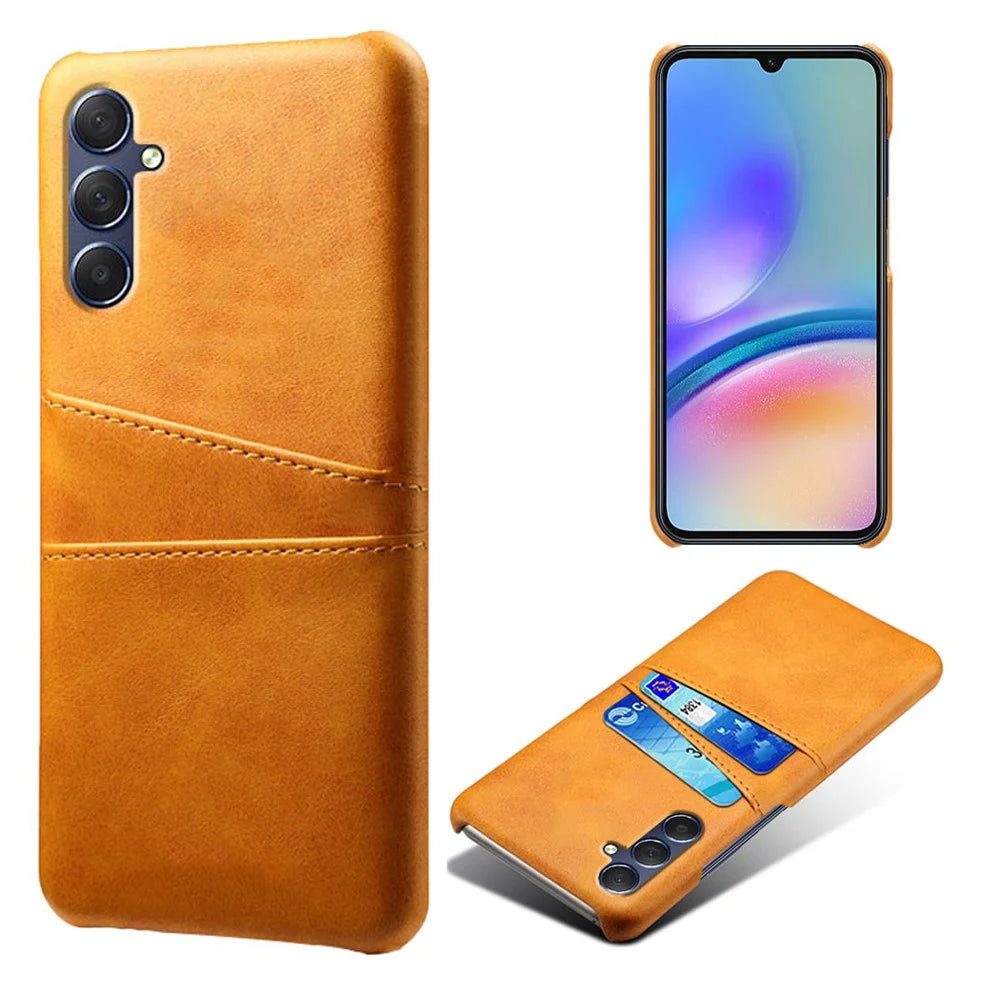 For Samsung Galaxy A05s 4G Case PU+Hard PC Dual Card Slots Phone Back Protector - Orange - 1