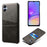 For Samsung Galaxy A05 4G Case Shockproof PU Leather+PC Card Holder Phone Back Shell - Black - 1