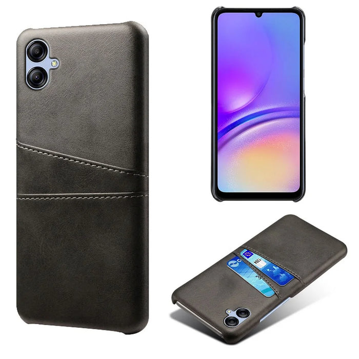 For Samsung Galaxy A05 4G Case Shockproof PU Leather+PC Card Holder Phone Back Shell - Black - 1