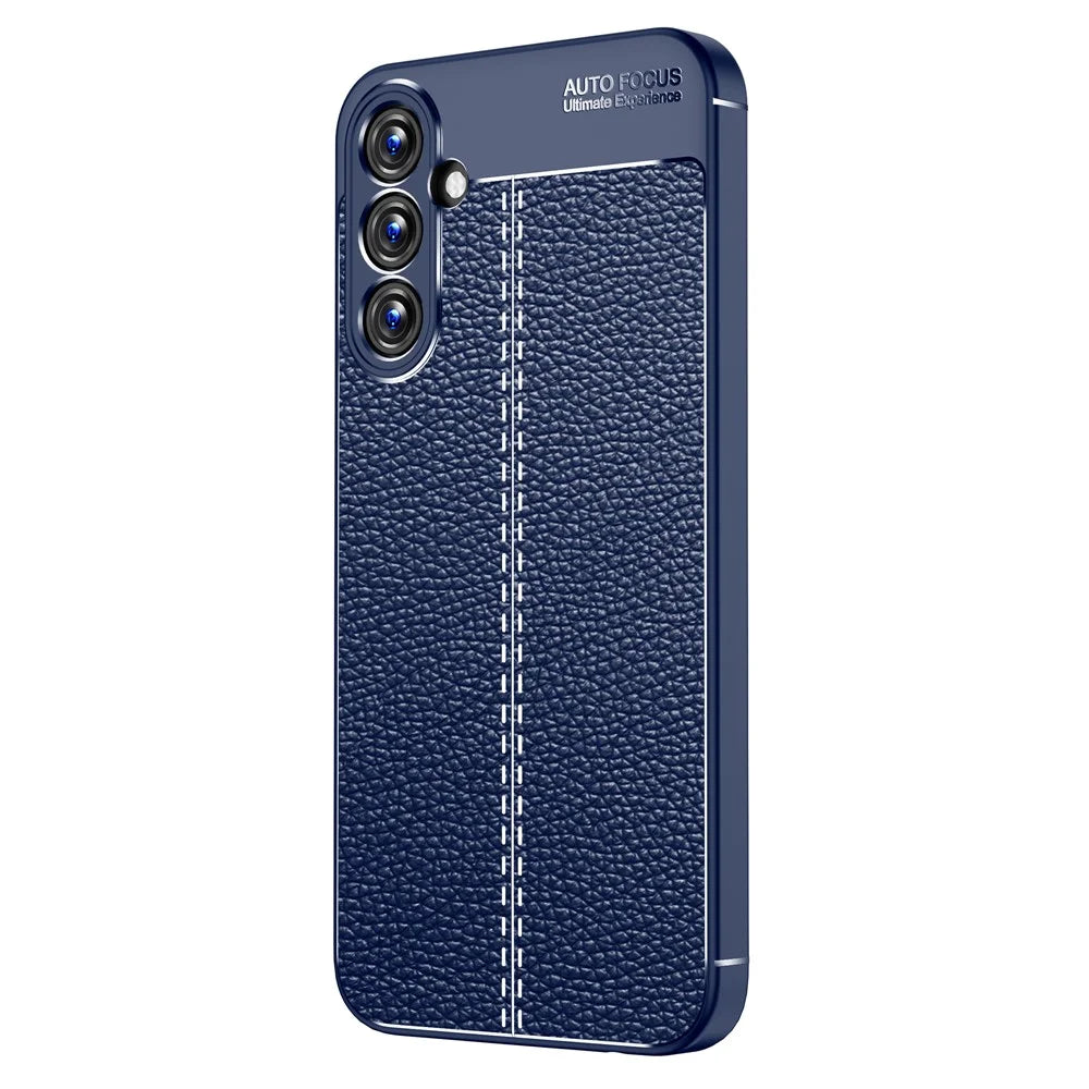 Slim Phone Case for Samsung Galaxy A15 4G Scratch-resistant Litchi Texture TPU Phone Cover - Blue - 1