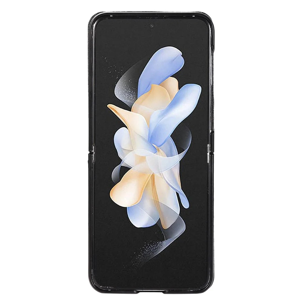 For Samsung Galaxy Z Flip5 5G Case Magnetic Phone Shell TPU+PU Leather Phone Cover with Strap - Black - 3