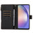 For Samsung Galaxy S23 FE Case 9 Card Slots PU Leather Zipper Pocket Wallet Phone Shell - Black - 2