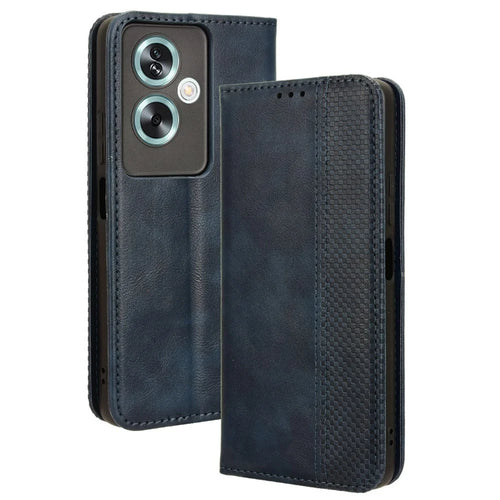 For Oppo A79 5G / A2 5G / OnePlus Nord N30 SE 5G Case Retro PU Leather Magnetic Auto Closing Wallet Cover - Blue - 1