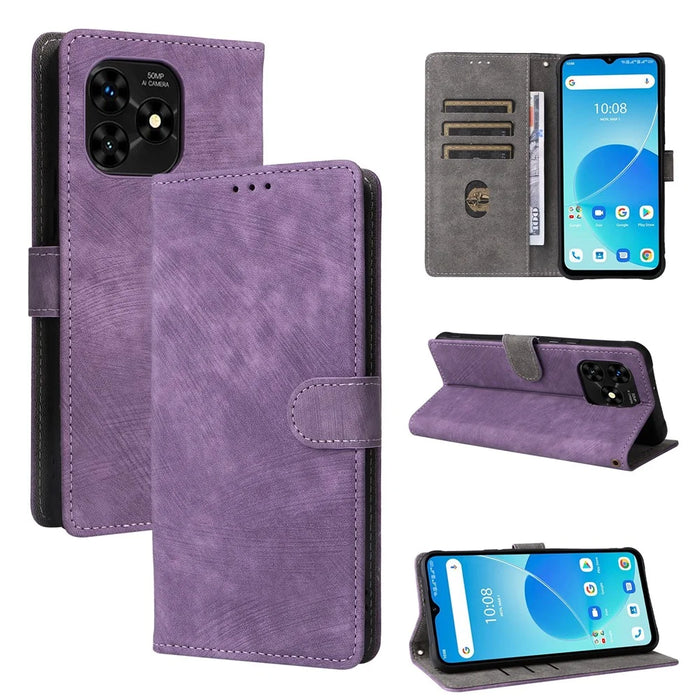 For Umidigi G5 Mecha Case RFID Blocking Wallet Stand Phone Cover with Strap - Purple - 5