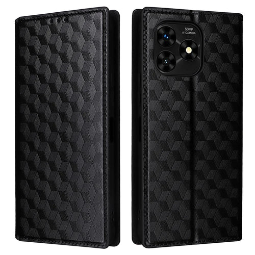 For Umidigi G5 Mecha Case Magnetic Closure Leather Wallet Imprinted Phone Cover - Black - 1