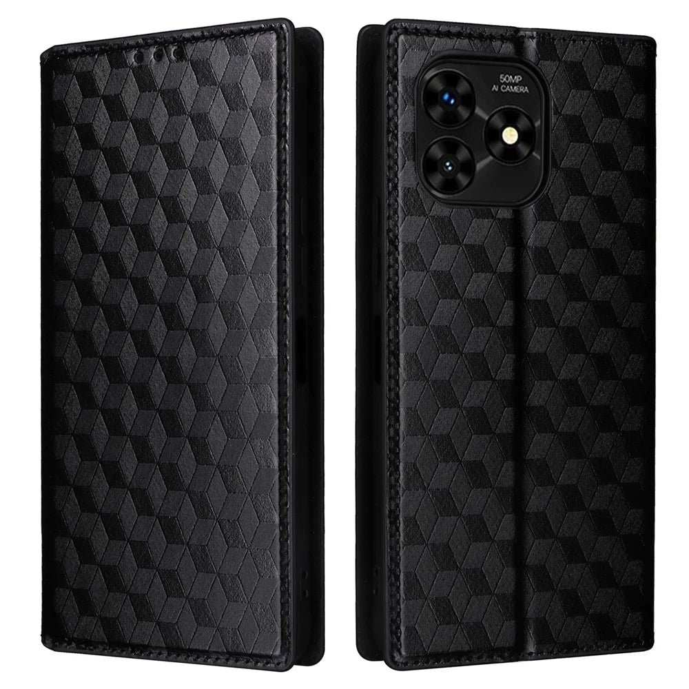 For Umidigi G5 Mecha Case Magnetic Closure Leather Wallet Imprinted Phone Cover - Black - 1