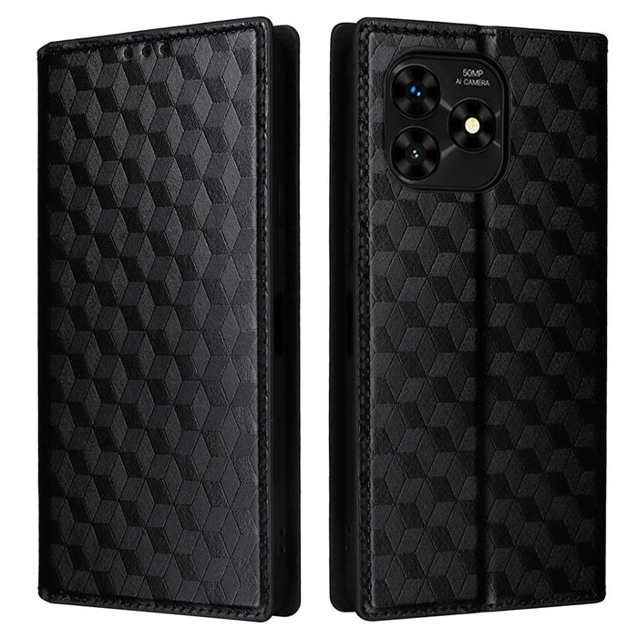 For Umidigi G5 Mecha Case Magnetic Closure Leather Wallet Imprinted Phone Cover - Black - 1