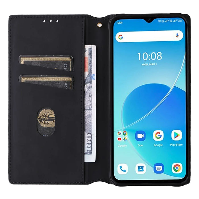 For Umidigi G5 Mecha Case Magnetic Closure Leather Wallet Imprinted Phone Cover - Black - 2