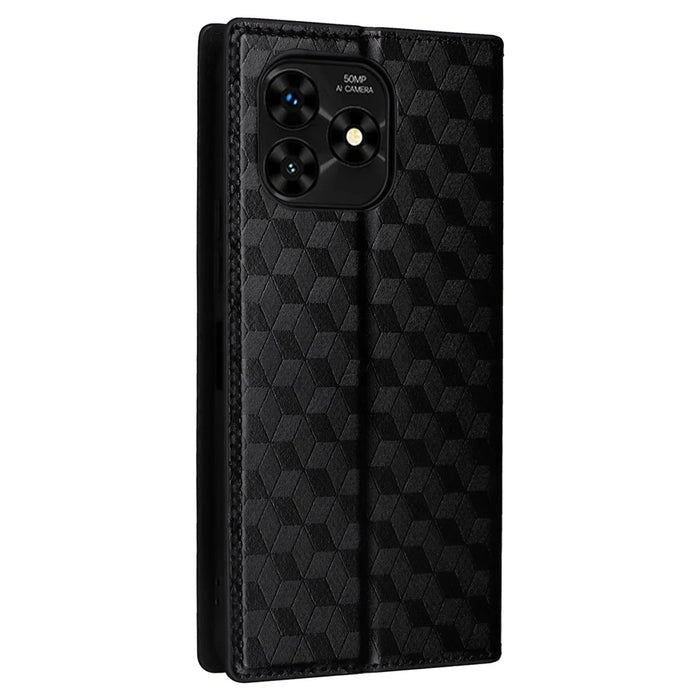 For Umidigi G5 Mecha Case Magnetic Closure Leather Wallet Imprinted Phone Cover - Black - 6