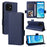 For Umidigi G5 Mecha Leather Cell Phone Case Litchi Texture Wallet Cover with Strap - Dark Blue - 7