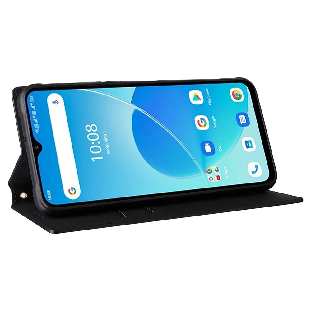 For Umidigi G5 / G5A Case Rhombus Imprinted Magnetic Phone Cover with Wallet Stand - Black - 3
