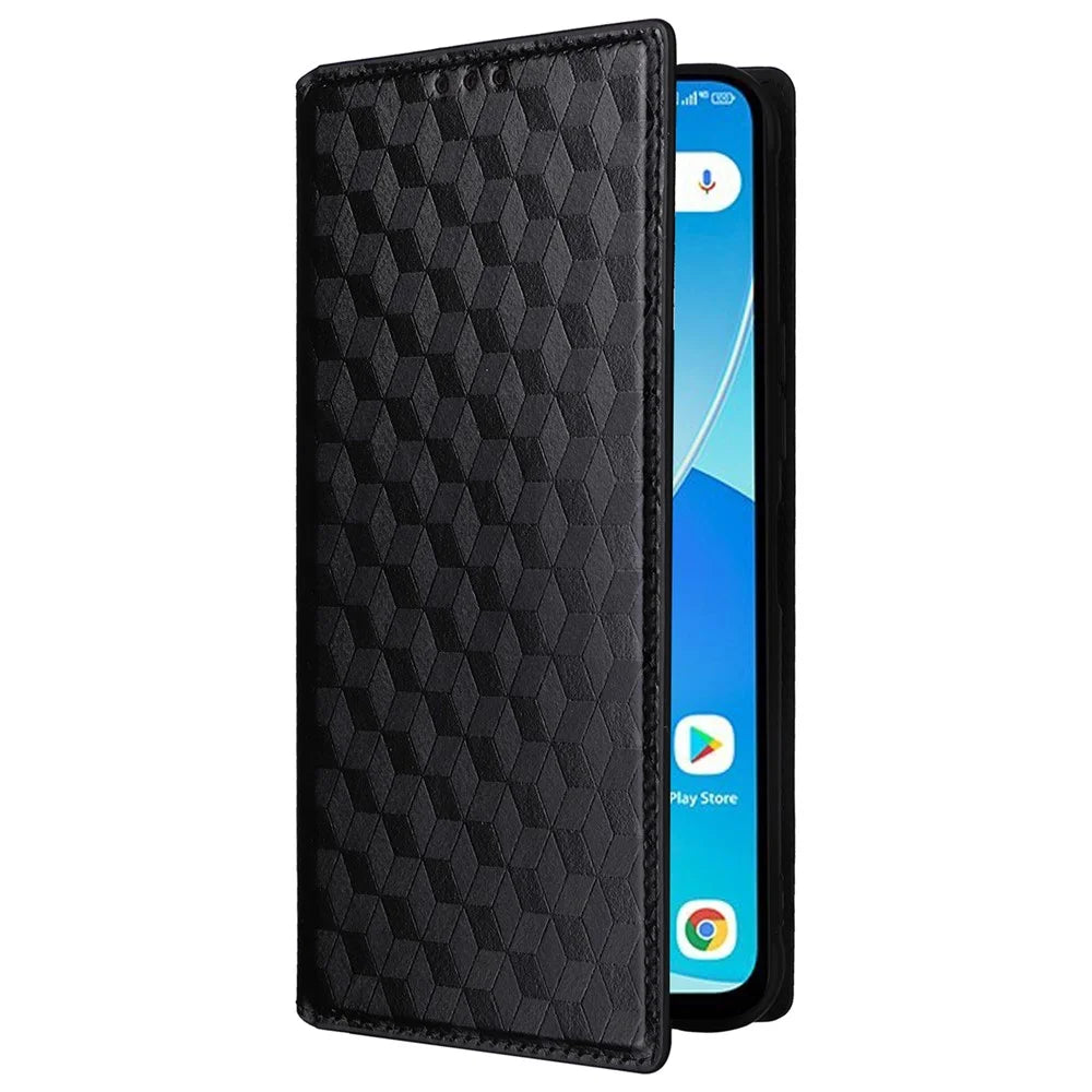 For Umidigi G5 / G5A Case Rhombus Imprinted Magnetic Phone Cover with Wallet Stand - Black - 6