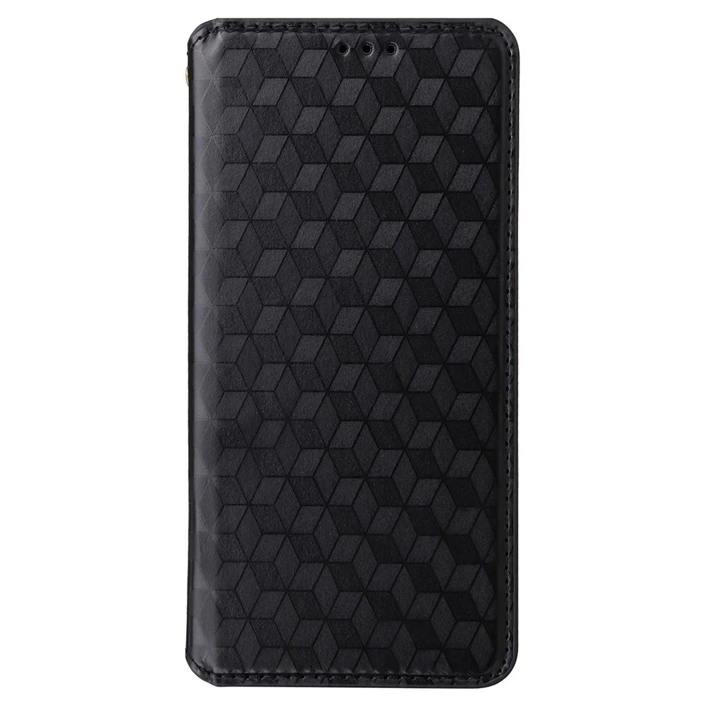 For Umidigi G5 / G5A Case Rhombus Imprinted Magnetic Phone Cover with Wallet Stand - Black - 7