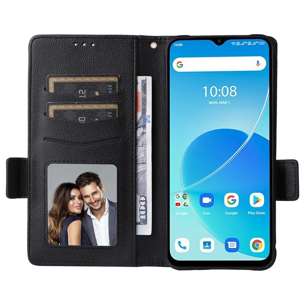 For Umidigi G5 / G5A Wallet Case Litchi Texture PU Leather Phone Cover with Strap - Black - 2