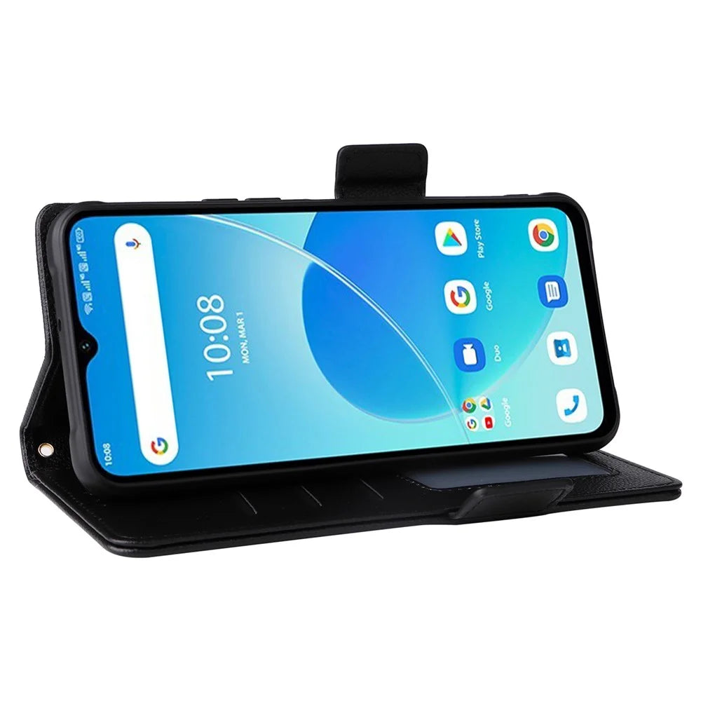 For Umidigi G5 / G5A Wallet Case Litchi Texture PU Leather Phone Cover with Strap - Black - 3