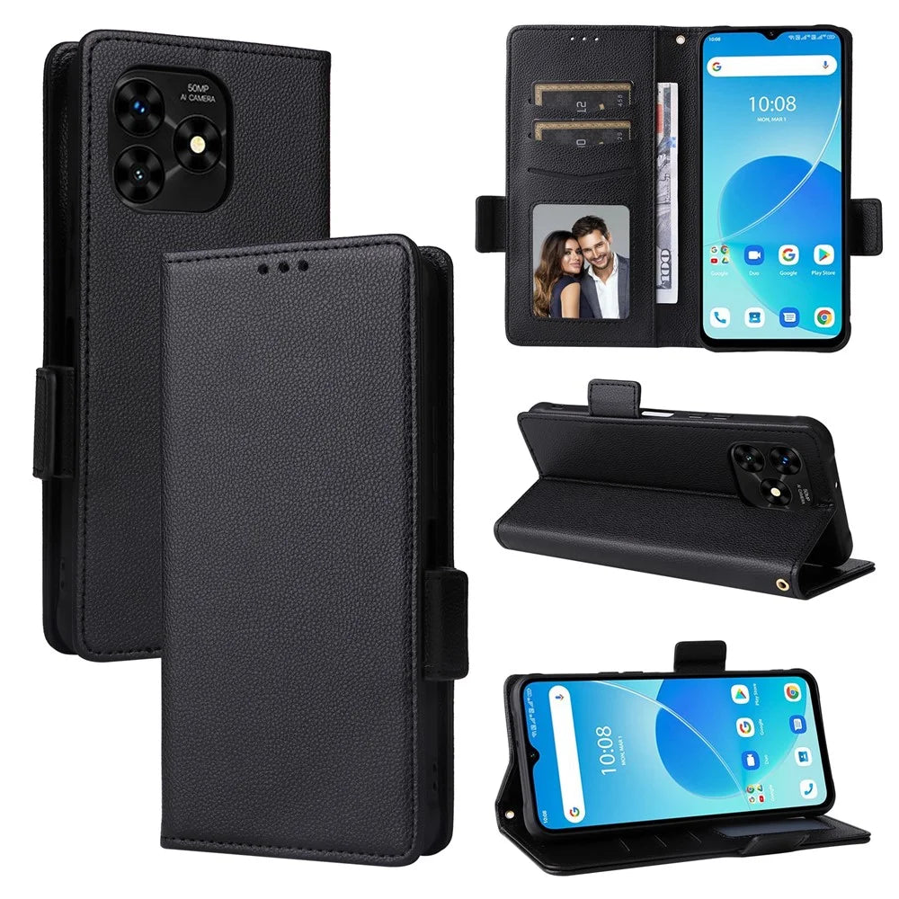 For Umidigi G5 / G5A Wallet Case Litchi Texture PU Leather Phone Cover with Strap - Black - 7