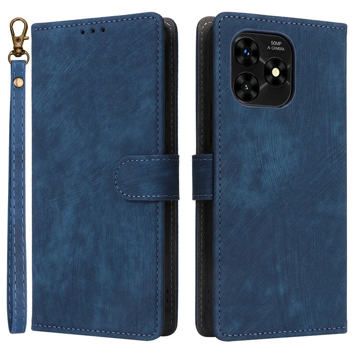 For Umidigi G5 / G5A Case RFID Blocking PU Leather Smartphone Cover with Strap - Blue - 1