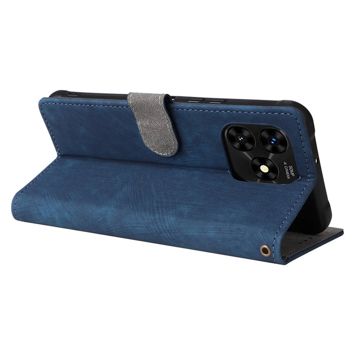 For Umidigi G5 / G5A Case RFID Blocking PU Leather Smartphone Cover with Strap - Blue - 4