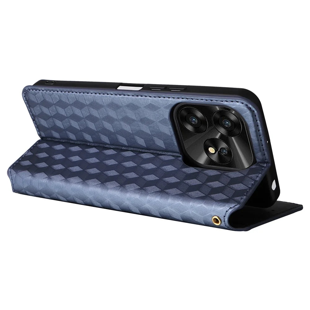 For Umidigi A15 / A15C Leather Cover Magnetic Cell Phone Case Wallet - Blue - 4