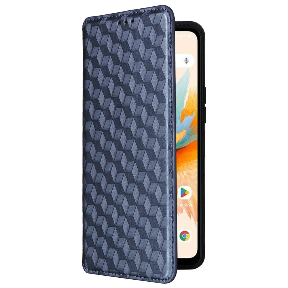 For Umidigi A15 / A15C Leather Cover Magnetic Cell Phone Case Wallet - Blue - 6