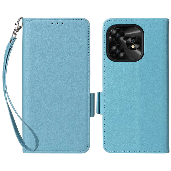 For Umidigi A15 / A15C Cover PU Leather Wallet Purse Phone Case with Strap - Baby Blue - 1