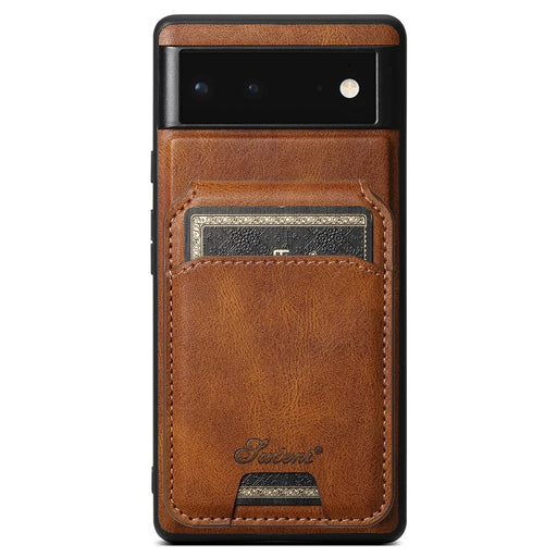 SUTENI H15 For Google Pixel 6 Pro 5G Case Card Holder Magnetic 2 in 1 Detachable Back Cover - Brown - 1