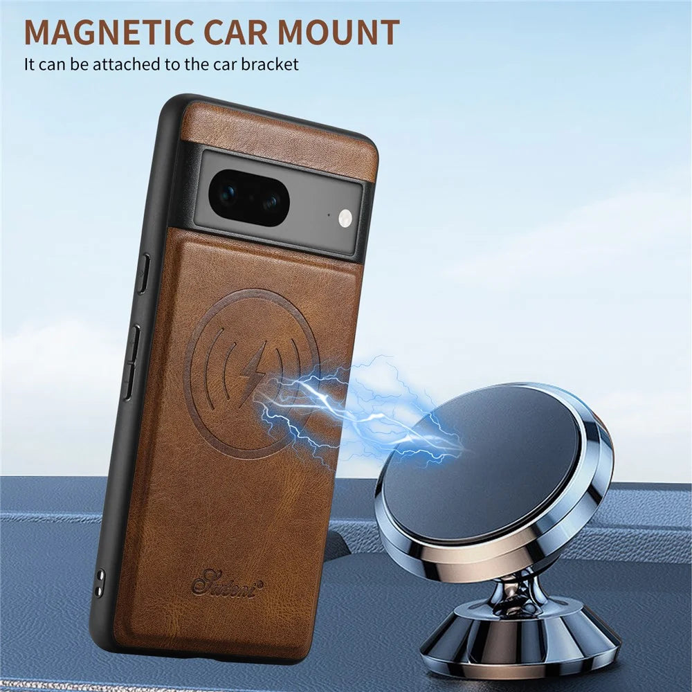 SUTENI H15 For Google Pixel 7a Phone Case Detachable 2-in-1 Magnetic Cover - Brown - 4