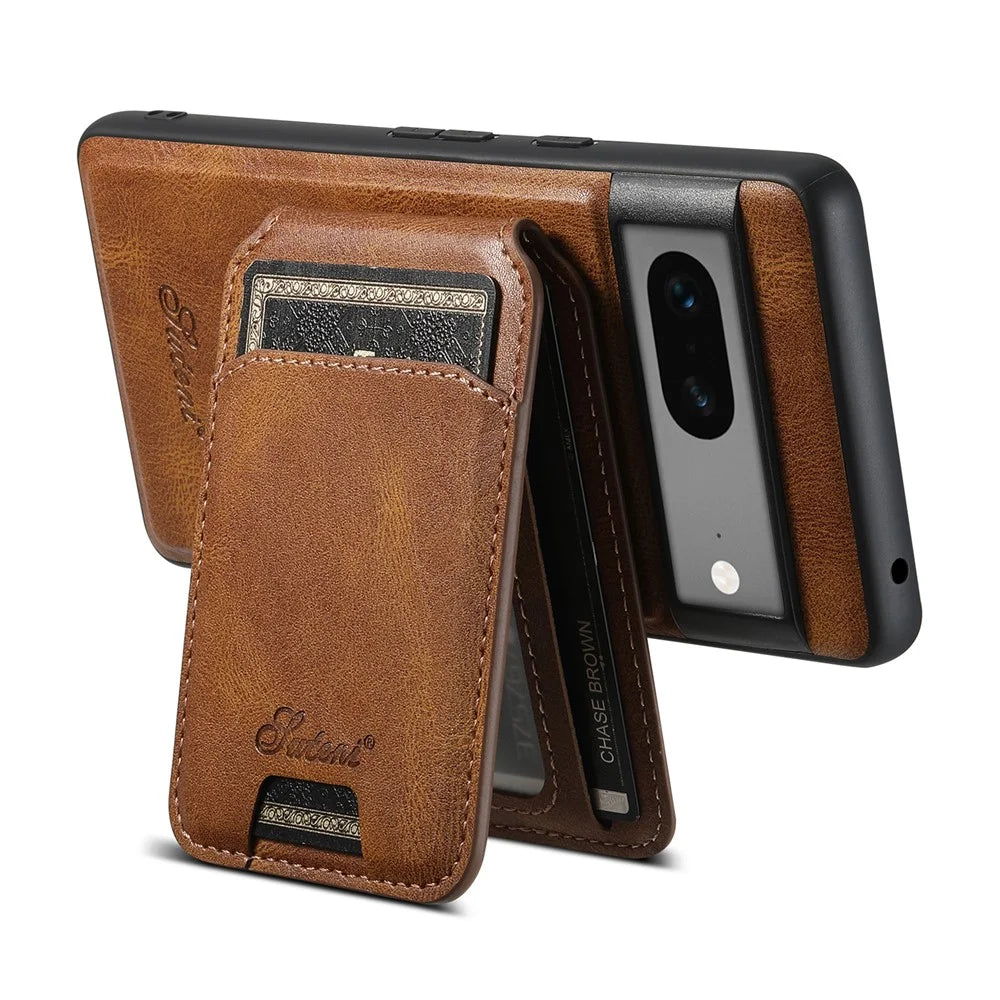 SUTENI H15 For Google Pixel 7 5G Case Detachable Magnetic Card Slot Phone Cover - Brown - 3
