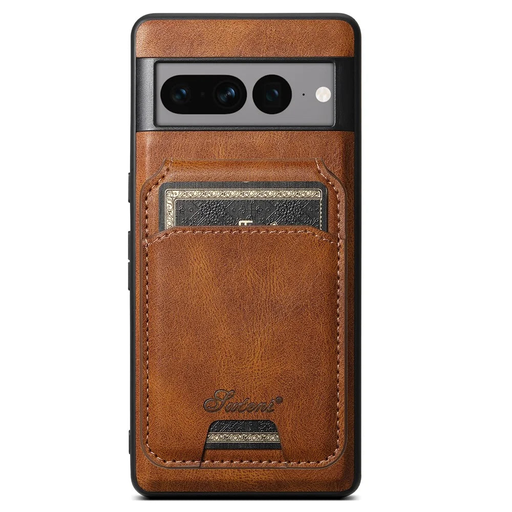 SUTENI H15 For Google Pixel 8 Pro Case 2-in-1 Magnetic Detachable Phone Cover with Card Holder - Brown - 1