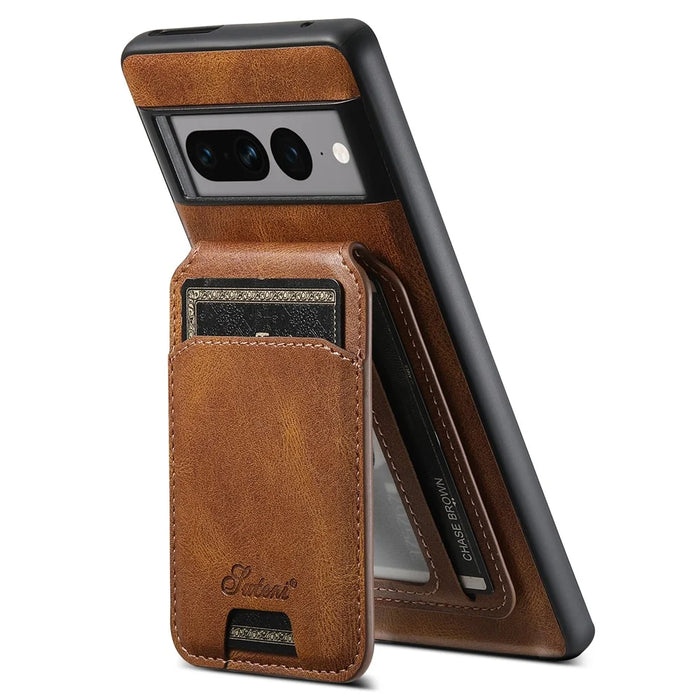 SUTENI H15 For Google Pixel 8 Pro Case 2-in-1 Magnetic Detachable Phone Cover with Card Holder - Brown - 2