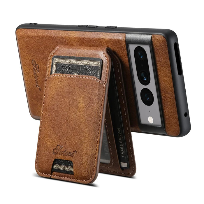 SUTENI H15 For Google Pixel 8 Pro Case 2-in-1 Magnetic Detachable Phone Cover with Card Holder - Brown - 3