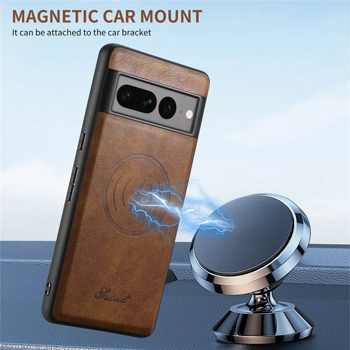 SUTENI H15 For Google Pixel 8 Pro Case 2-in-1 Magnetic Detachable Phone Cover with Card Holder - Brown - 4