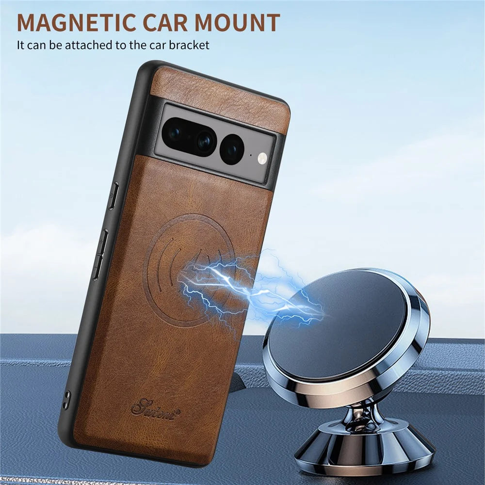 SUTENI H15 For Google Pixel 7 Pro 5G Case Card Holder Detachable Magnetic Back Phone Cover - Brown - 4