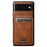 SUTENI H15 For Google Pixel 6a Detachable Back Cover Card Holder Kickstand Phone Case - Brown - 1