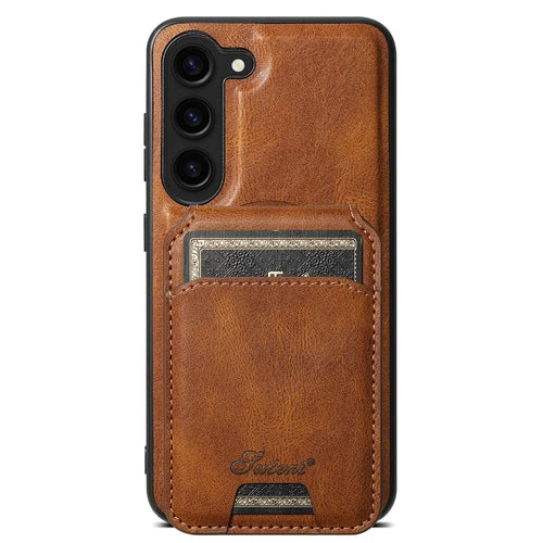 SUTENI H15 For Samsung Galaxy S23 Case Card Holder Magnetic Detachable Phone Cover - Brown - 1