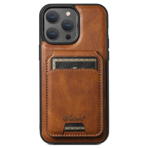 SUTENI H15 For iPhone 12 Pro Max Case Detachable Magnetic Phone Cover with Card Holder - Brown - 1