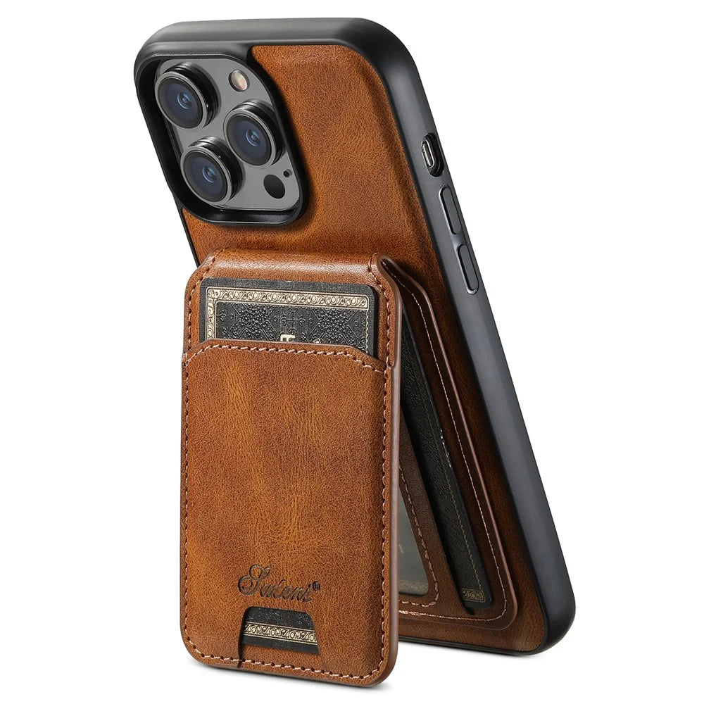 SUTENI H15 For iPhone 12 Pro Max Case Detachable Magnetic Phone Cover with Card Holder - Brown - 2