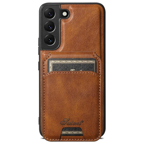SUTENI H15 For Samsung Galaxy S22+ 5G Case PU Leather+TPU Magnetic Detachable Phone Cover - Brown - 1