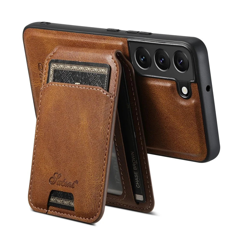 SUTENI H15 For Samsung Galaxy S22+ 5G Case PU Leather+TPU Magnetic Detachable Phone Cover - Brown - 3