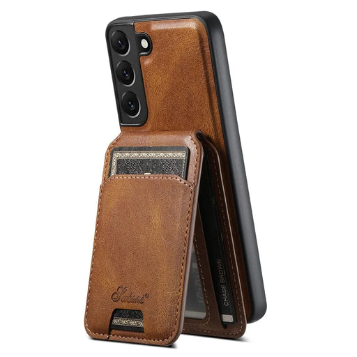 SUTENI H15 For Samsung Galaxy S22 5G Phone Case Card Holder Detachable Cover - Brown - 2
