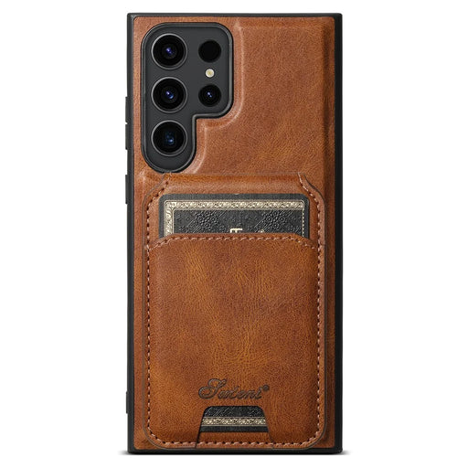 SUTENI H15 For Samsung Galaxy S22 Ultra 5G Case Kickstand 2 in 1 Magnetic Detachable Phone Cover - Brown - 1