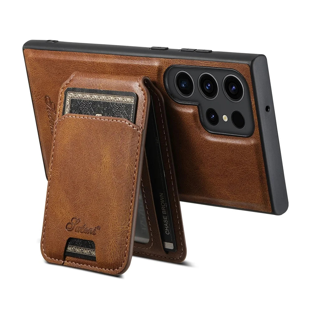 SUTENI H15 For Samsung Galaxy S22 Ultra 5G Case Kickstand 2 in 1 Magnetic Detachable Phone Cover - Brown - 3