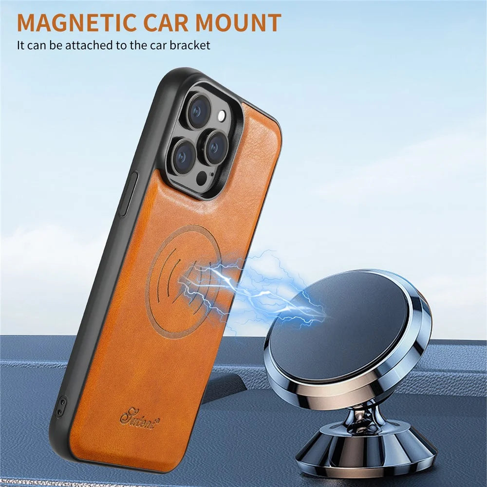 SUTENI H15 For iPhone 14 Pro Max Case with Card Holder Magnetic Detachable Phone Cover - Khaki - 6